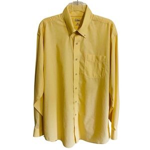 LL Bean Shirt Men's Sz L Solid Yellow Long Sleeve Button Up Preppy Office